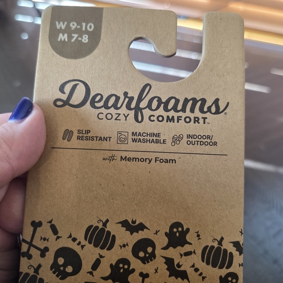 Halloween Black Cat Dearfoams Slippers New Women's 9-10 Indoor/Outdoor - Picture 7 of 7